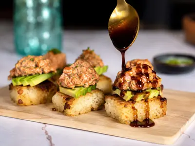 Spicy Salmon & Tuna Sushi Bites: Asian recipe by Ivana Sanshia