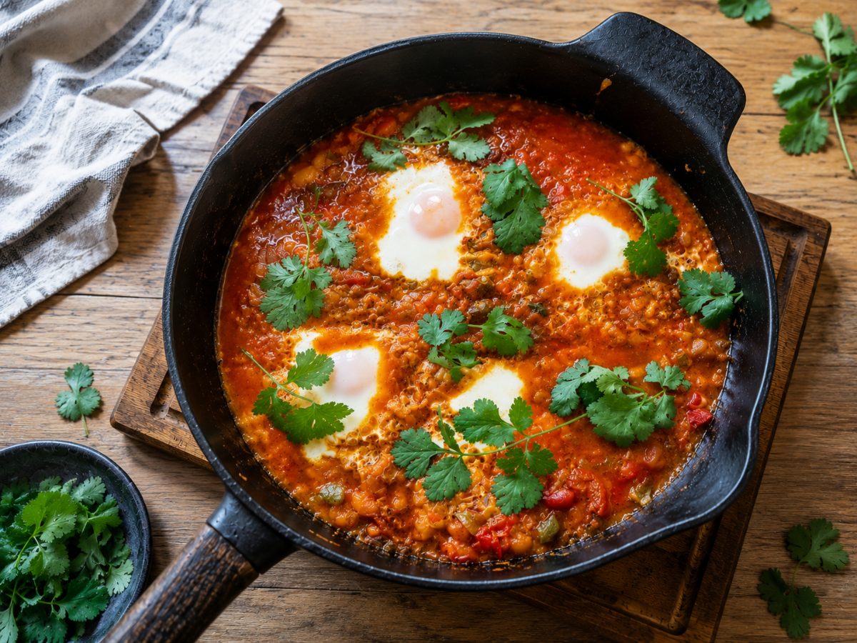 Chakalaka Shakshuka, a South African recipe