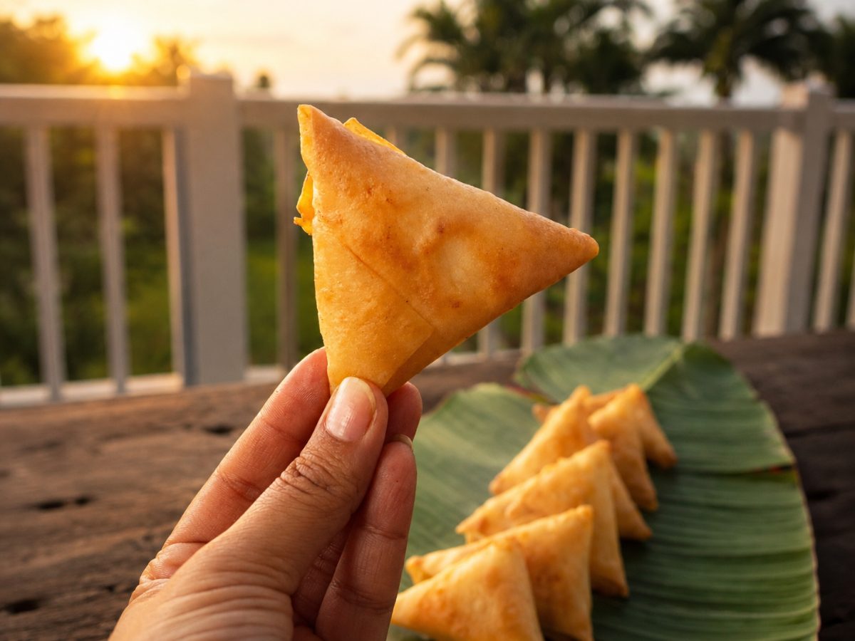 Corn & Cheese Samoosas, a South African recipe