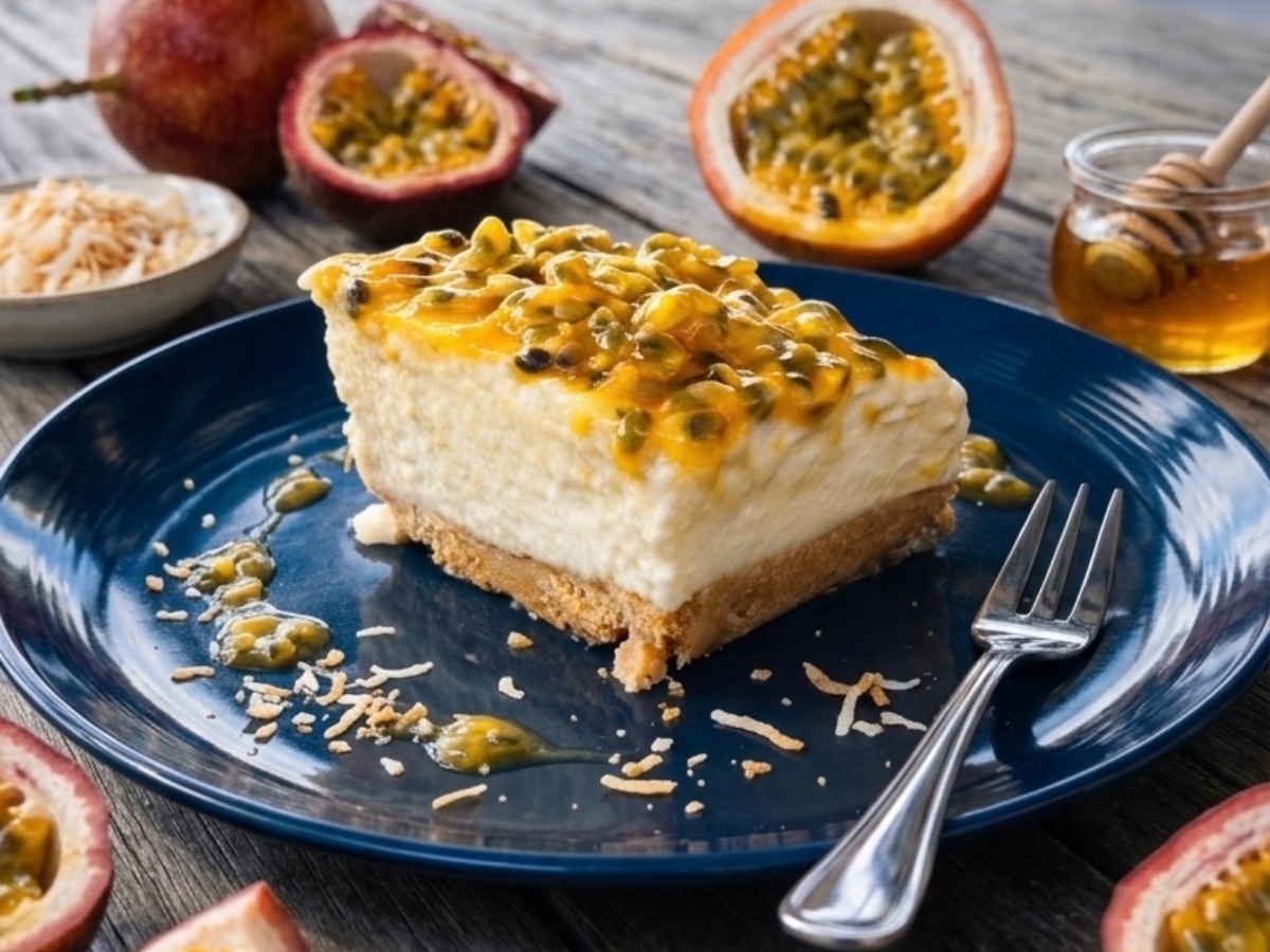 Granadilla and Coconut Fridge Tart, a South African recipe