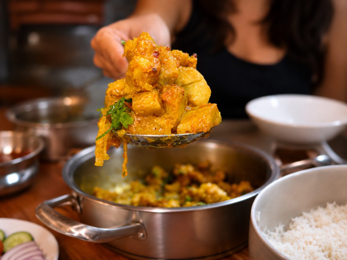 Braised Green Banana Curry, a South African recipe