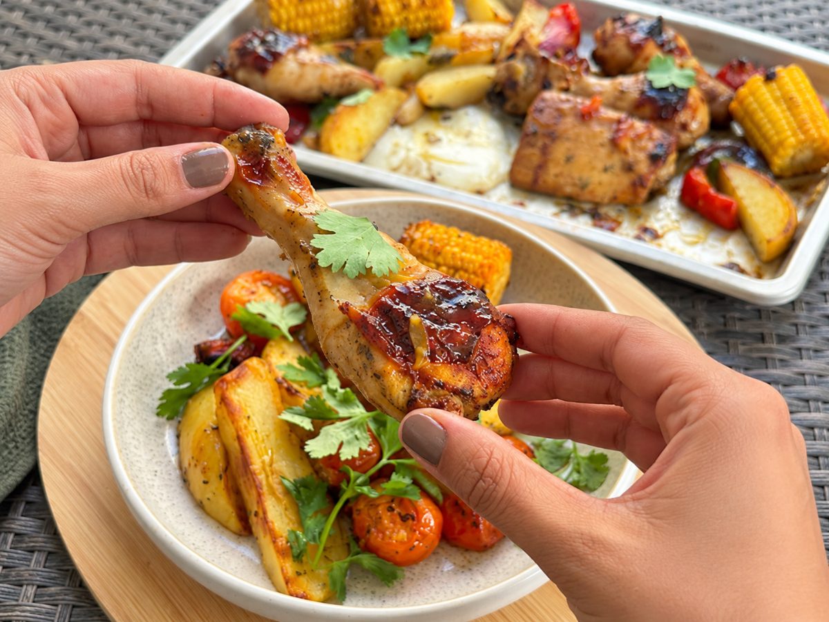 South African Apricot-Glazed Chicken Tray Bake, a South African recipe